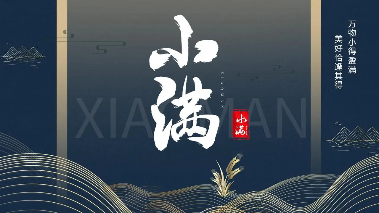 金色麦田背景小满节介绍PPT模板