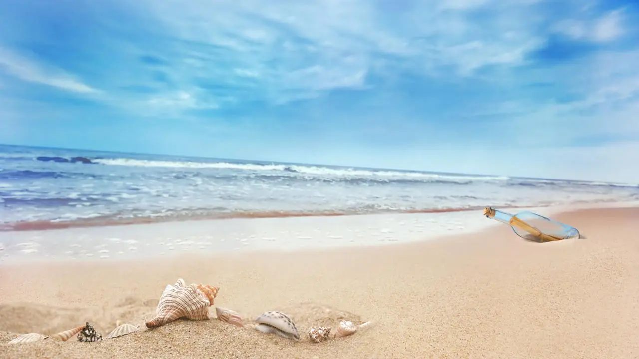 大海和海滩背景的旅游幻灯片模板