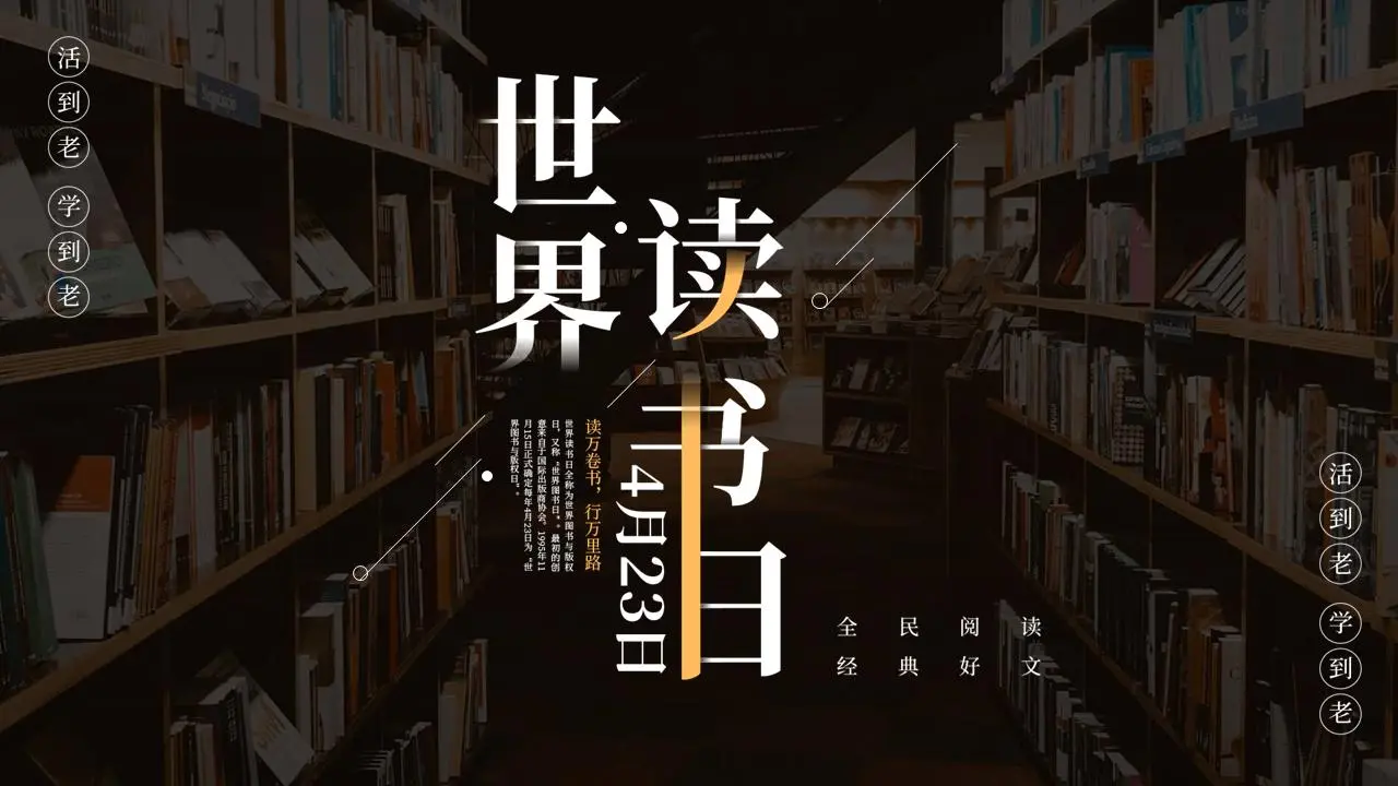 以书为背景的世界读书日PPT模板