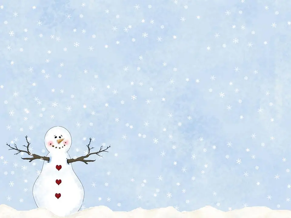 一组雪花松树雪人圣诞PPT背景图片