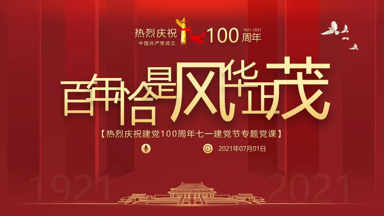《恰逢其时的一个世纪》庆祝建党100周年特别党课PPT模板