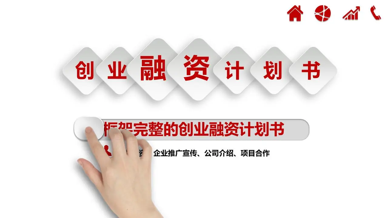 微立體動態手勢背景下的創業融資PPT模板