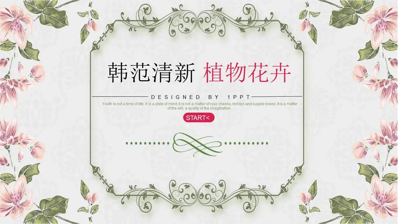 清新韓範花紋花卉PPT模板
