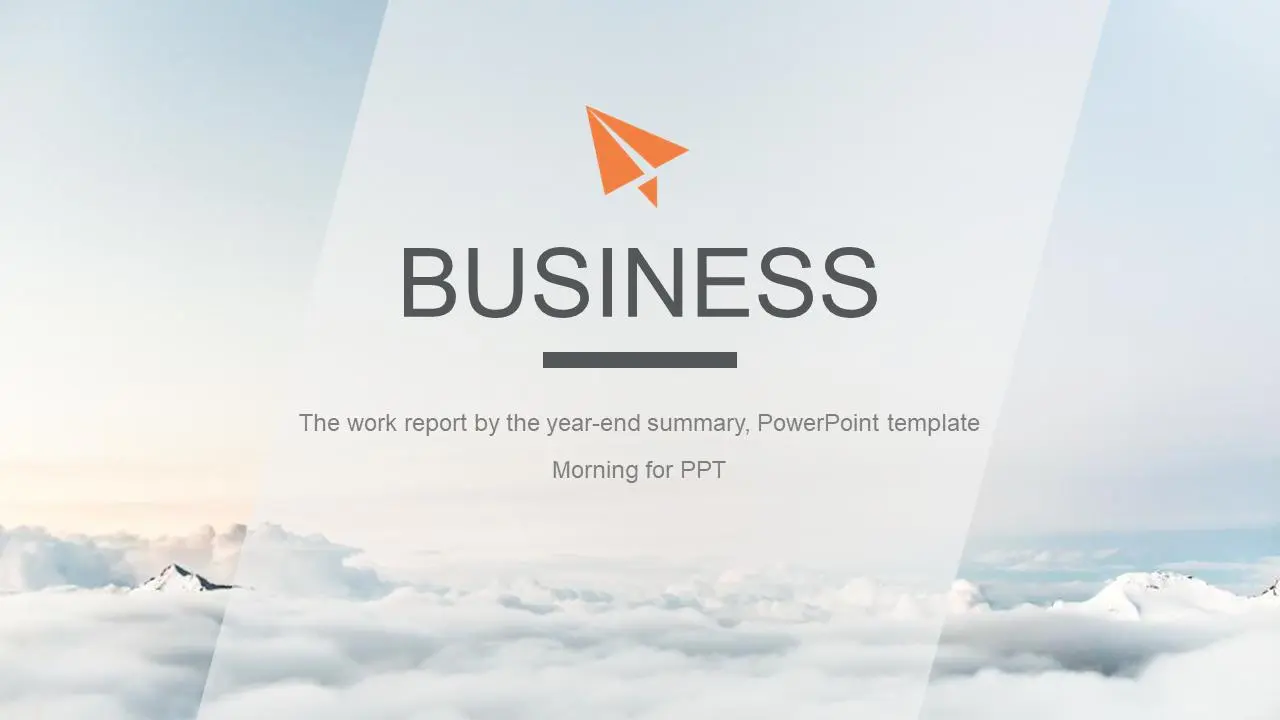 简单多云的云海背景自然景观PPT模板