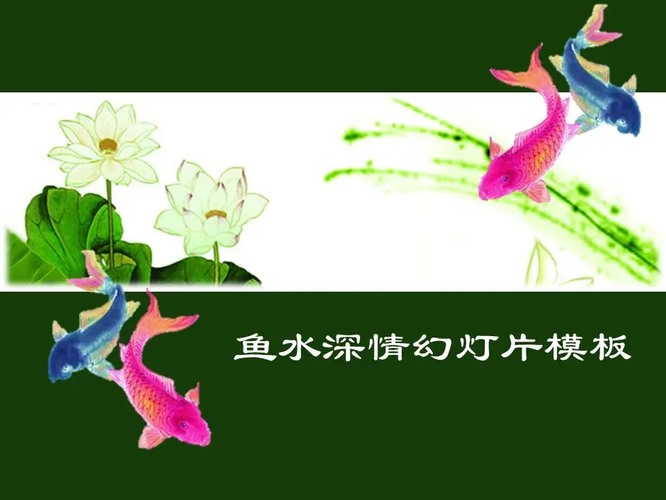 鲤鱼和莲花背景的中国风格幻灯片模板