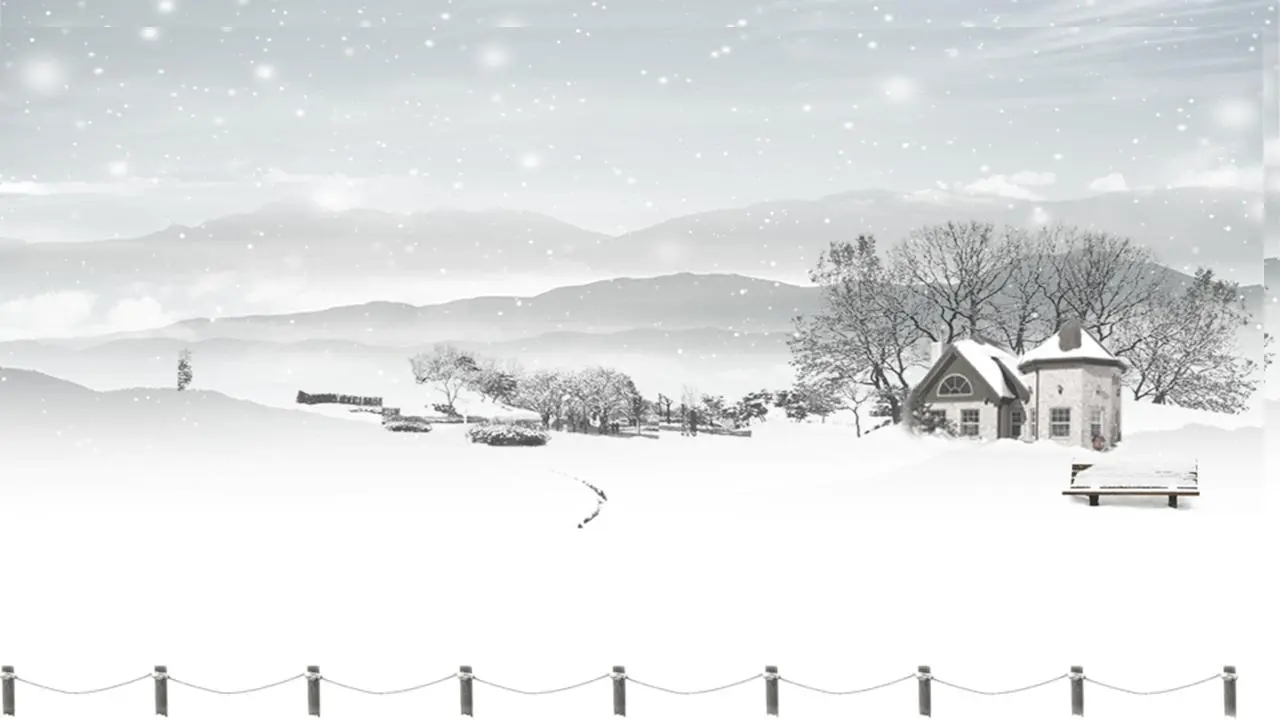纯雪背景的雪节PPT模板