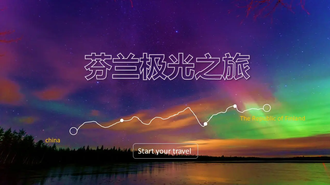 旅游相册PPT模板《芬兰极光》（Aurora Borealis