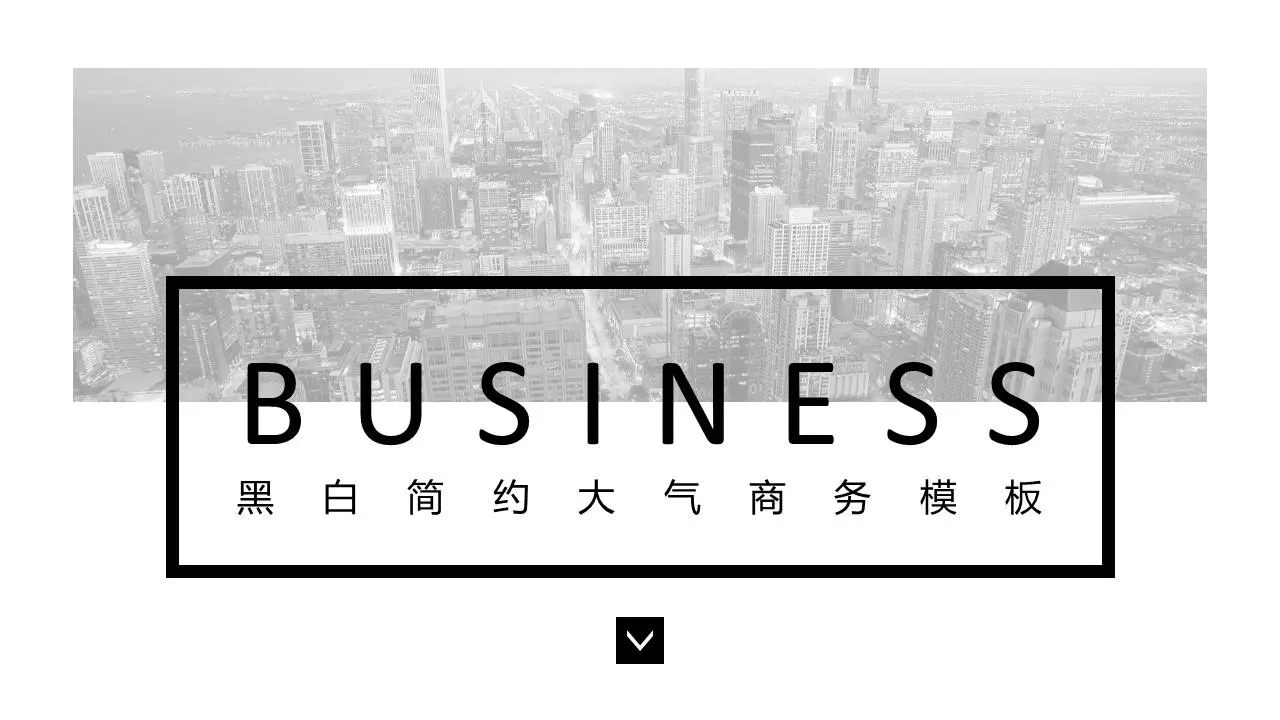 黑色和白色的简单扁平的一般商业PPT模板