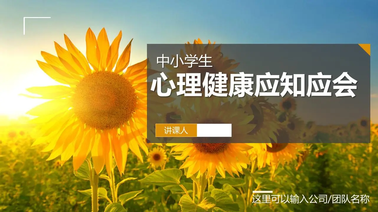 向阳花背景下的中小学生心理健康教育PPT