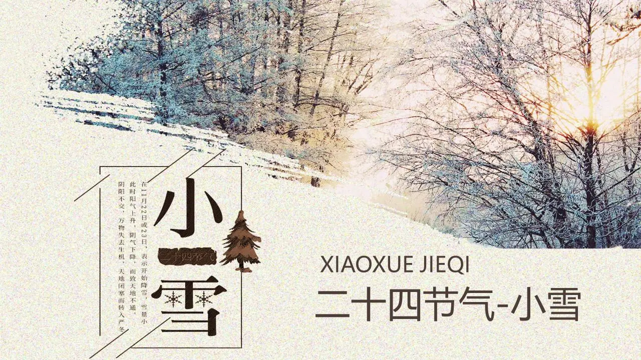 精致的雪景背景雪节PPT模板