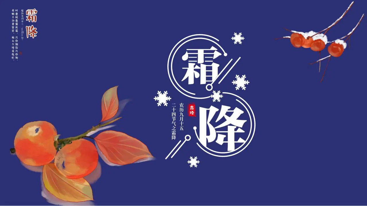 柿子背景的冰冻节气演示PPT模板