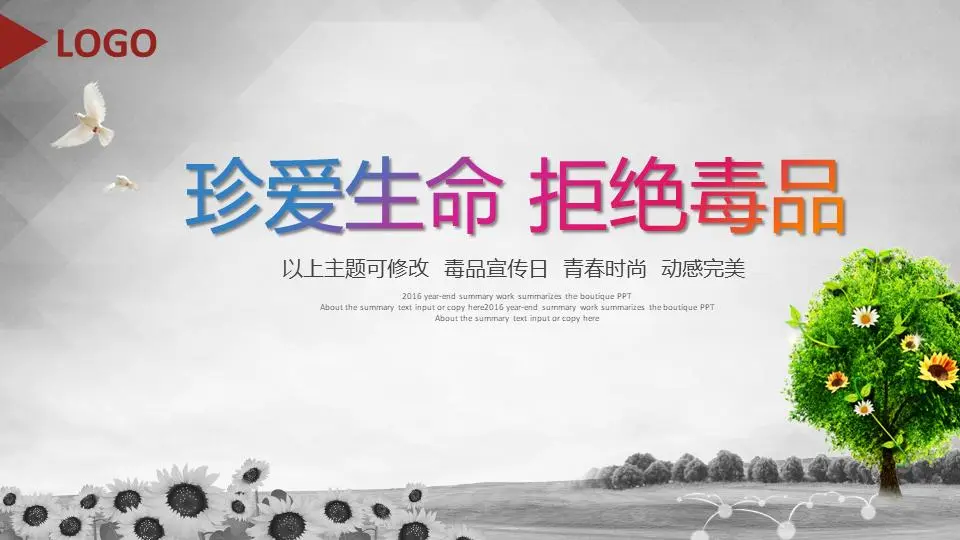 珍愛生命，拒絕毒品，禁毒教育PPT模板